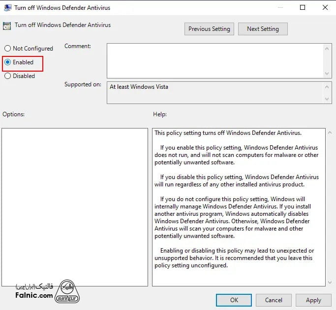 غير فعال كردن windows security در ویندوز 10 با Group Policy