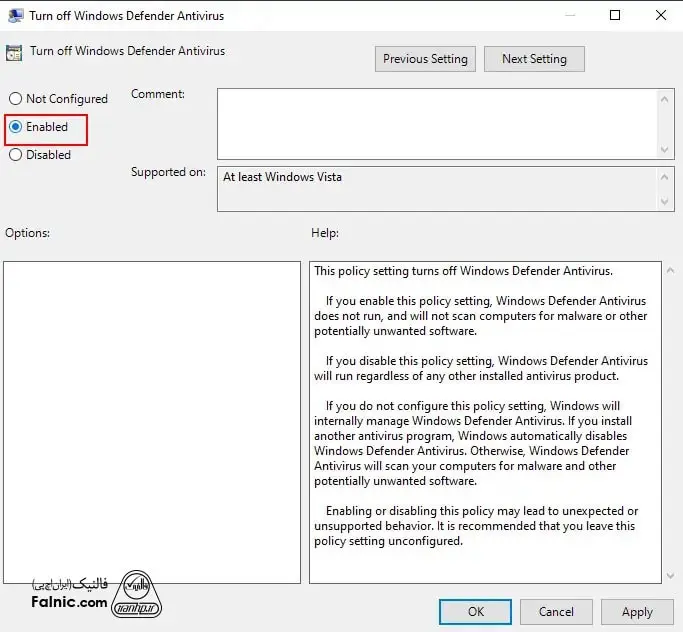 غیر فعال کردن windows security در ویندوز 10 با Group Policy