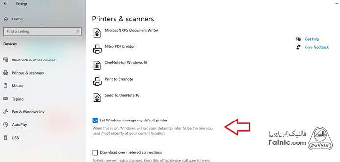 گزینه Let Windows Manage MyDefault Printer در ویندوز 10