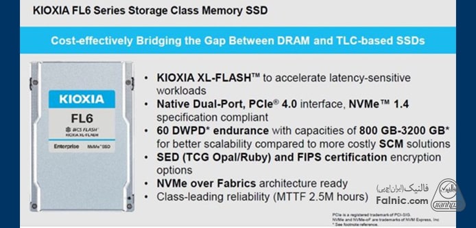 توضیح مشخصات فنی هارد SSD Kioxia FL6 800GB