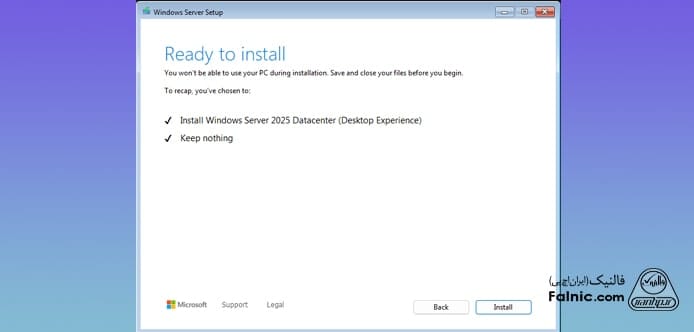 زدن گزینه Install برای نهاییکردن نصب ویندوز زدن گزینه Install برای نهاییکردن نصب ویندوز