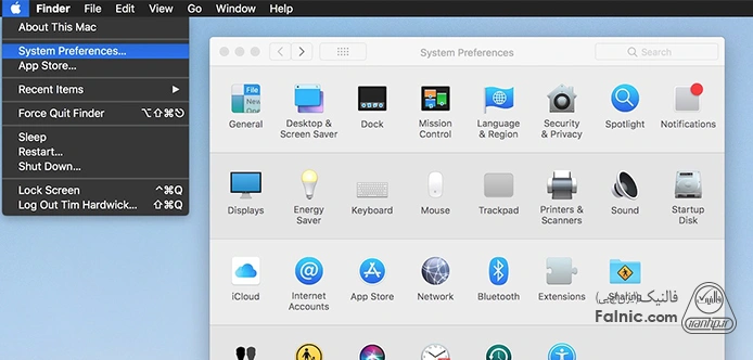 محل System Preferences در سیستم عامل مک محل System Preferences در سیستم عامل مک