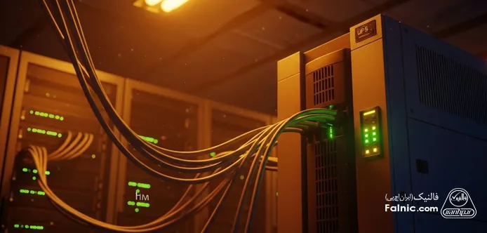 یک یو پی اس متص به تجهیزات در سرور یک یو پی اس متص به تجهیزات در سرور