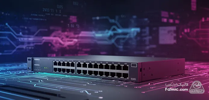 سوئیچ ۳۸۵۰ در پس زمینه‌ای گرافیکی-دیجیتالی