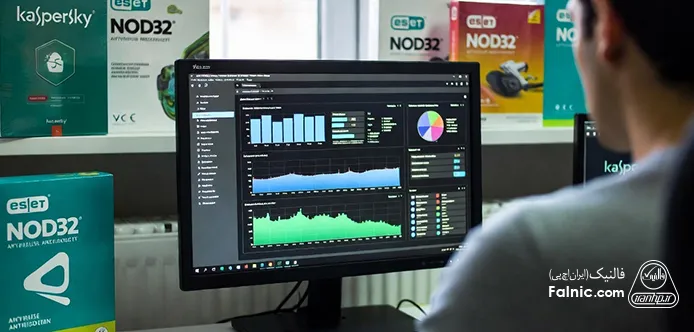 مهندس در حال کار با آنتی ویروس کسپرسکی و نود 32