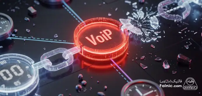 لوگو سرویس VOIP به رنگ قرمز در پس زمینه مشکی