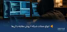 یک هکر در حال بررسی انواع حملات شبکه