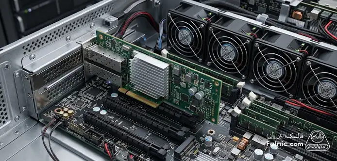 کارت شبکه PCIe نصب‌شده در اسلات توسعه سرور
